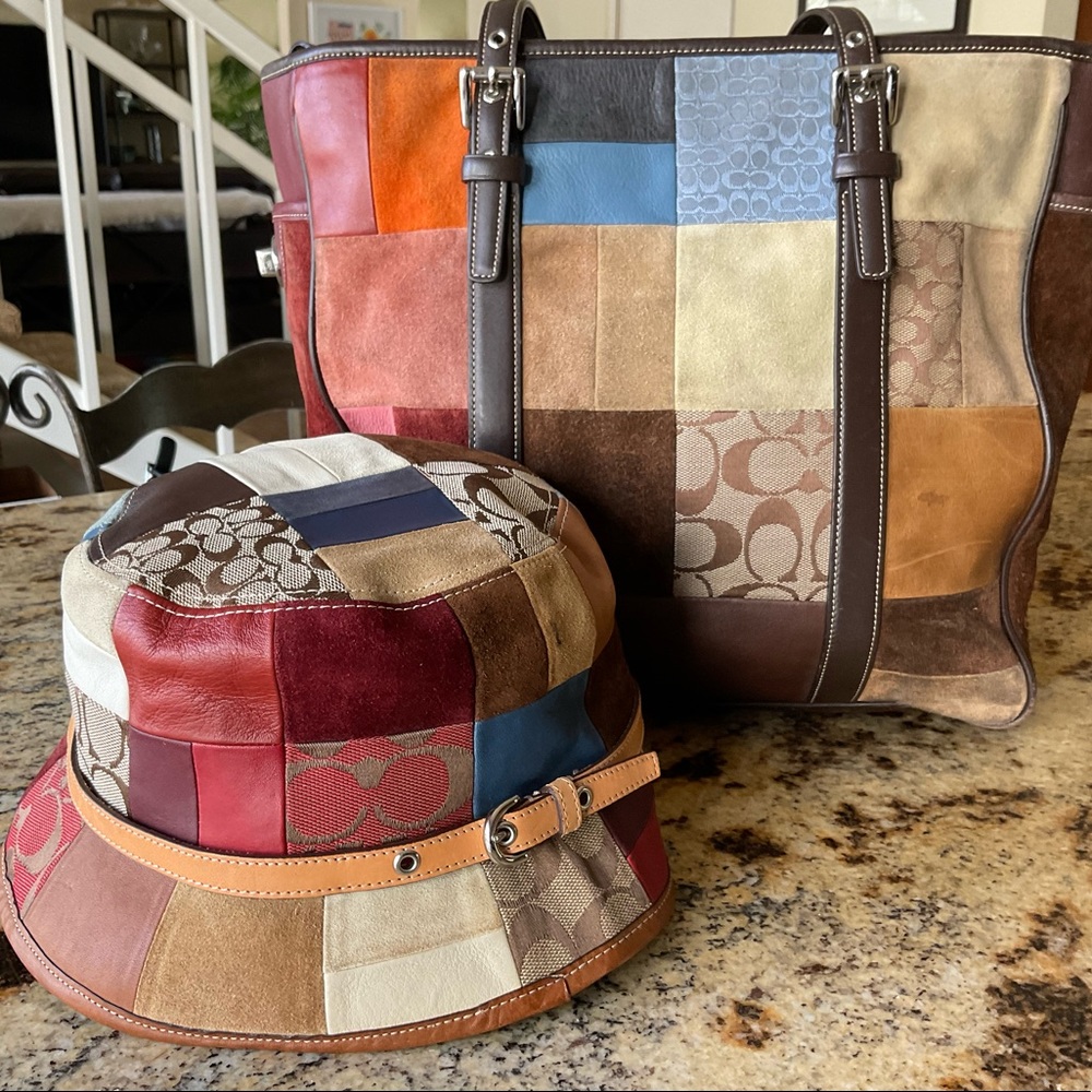 Authentic COACH tote and matching hat
